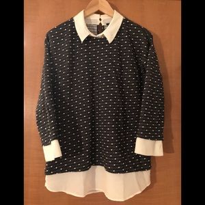 NWT Ann Taylor Sz M Light Black/White Dot Sweater